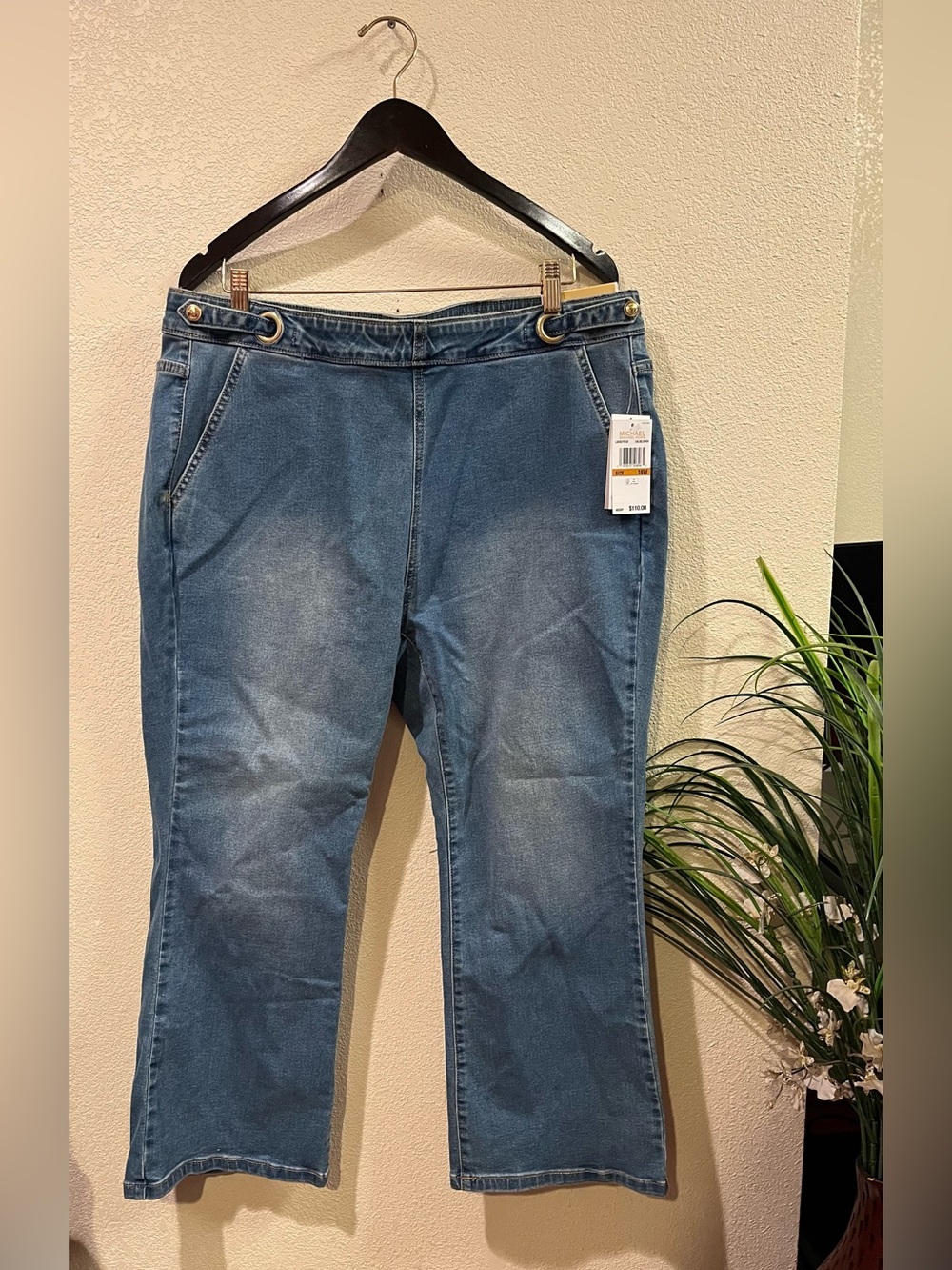 BNWT Michael Kors High-Rise Pull Up Jeans Selma Crop Flare Size 16W